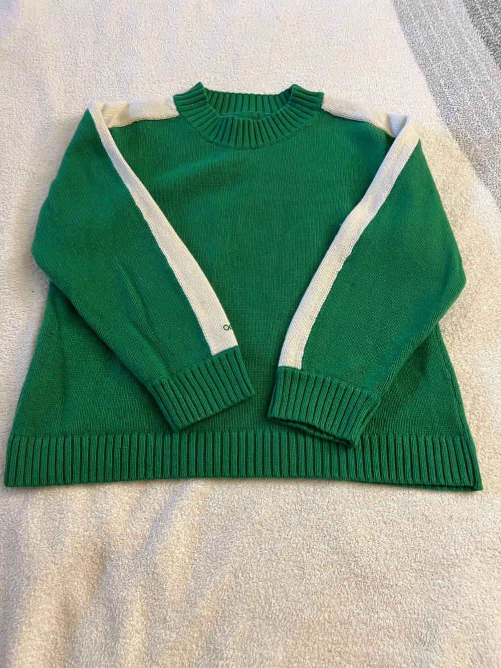Outerknown Archer Cashmere Sweater Green Cream Stripe Women’s M